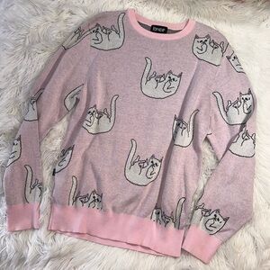 Rip n Dip • Unisex Falling For Nermal Pink & White Cat Sweater